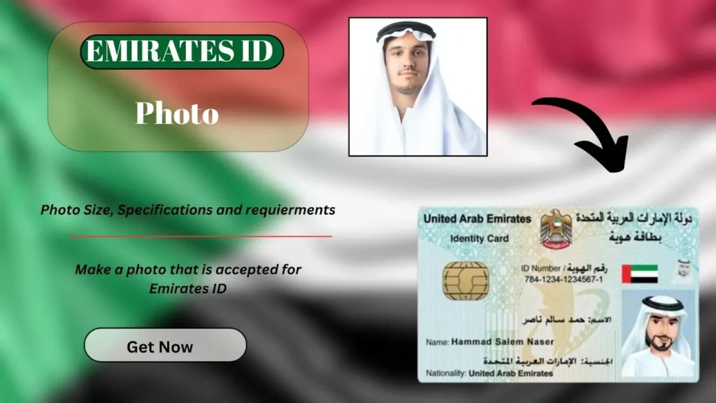 Emirates ID photo size and requirements guide 2025 showing a man’s photo and Emirates ID card